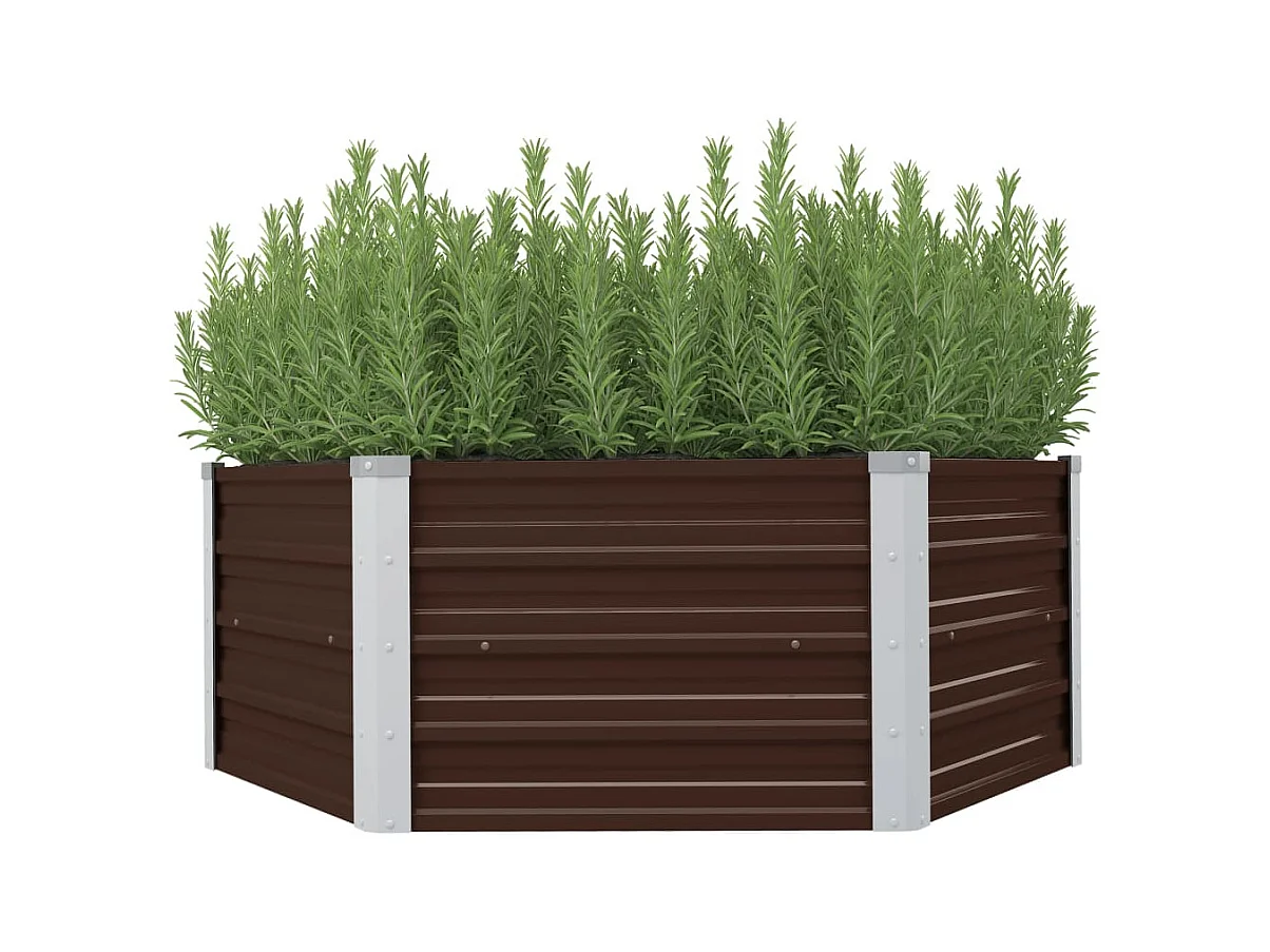 Mesa de cultivo de acero galvanizado marrón 129x129x46 cm
