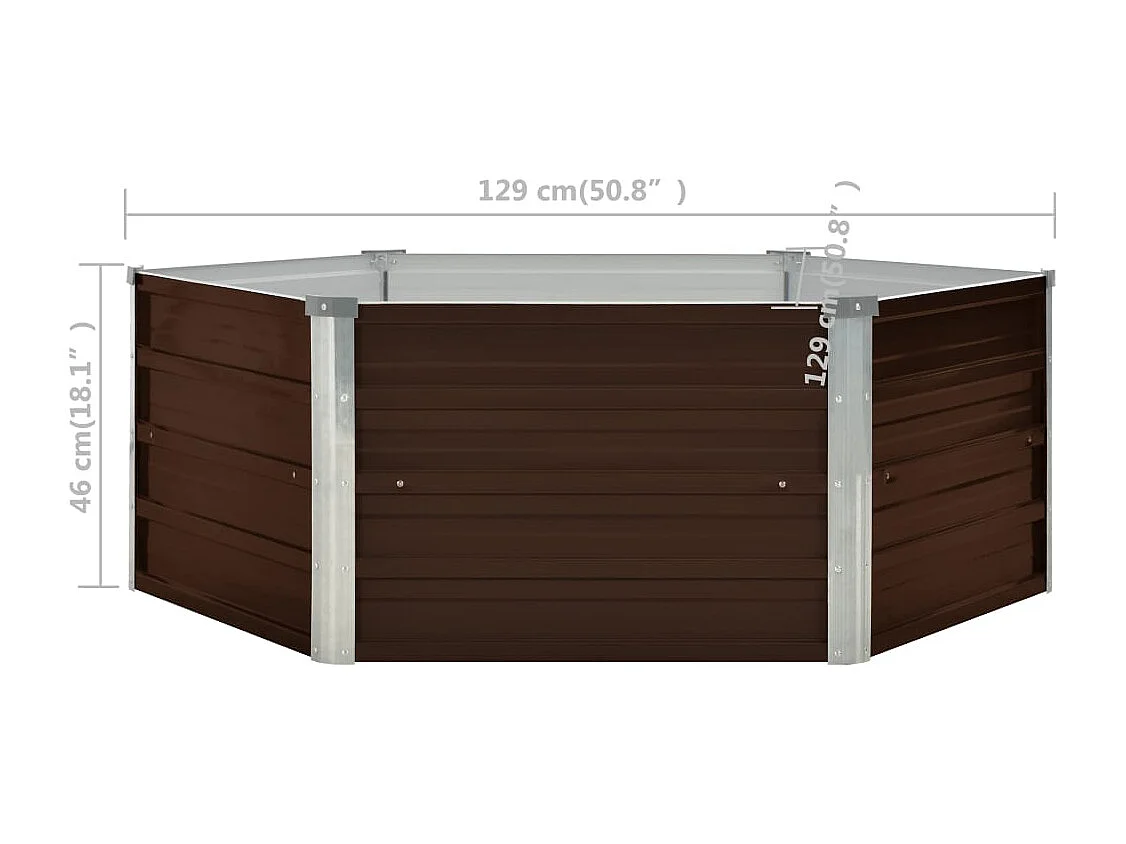 Mesa de cultivo de acero galvanizado marrón 129x129x46 cm