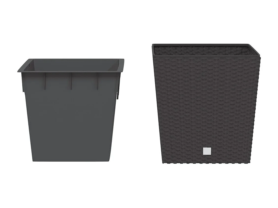 Macetero con interior extraíble PP ratán marrón 21/32 L