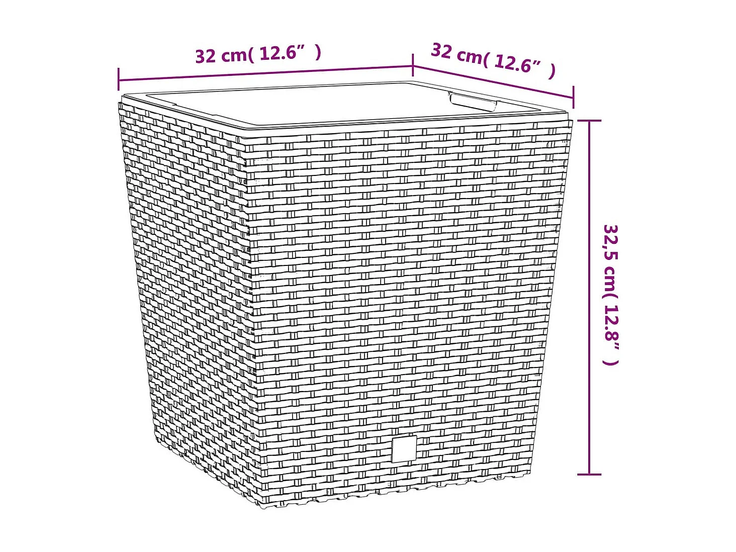 Vaso com interior removível 21 / 32 L vime PP castanho