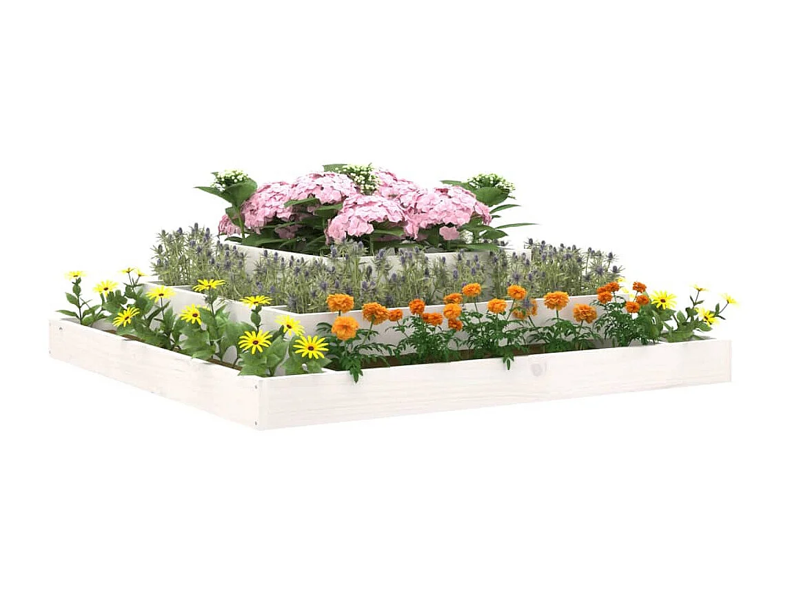 Jardinera madera maciza de pino blanco 110x110x27 cm