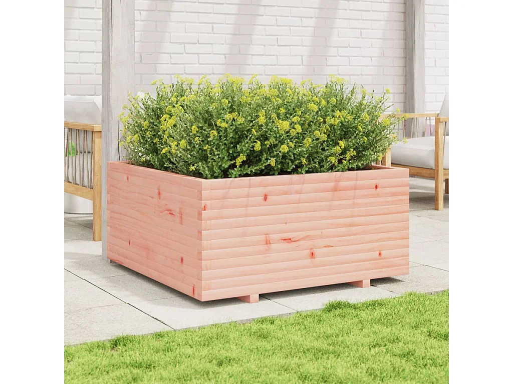 Vaso/floreira de jardim 100x100x49,5 cm madeira douglas maciça