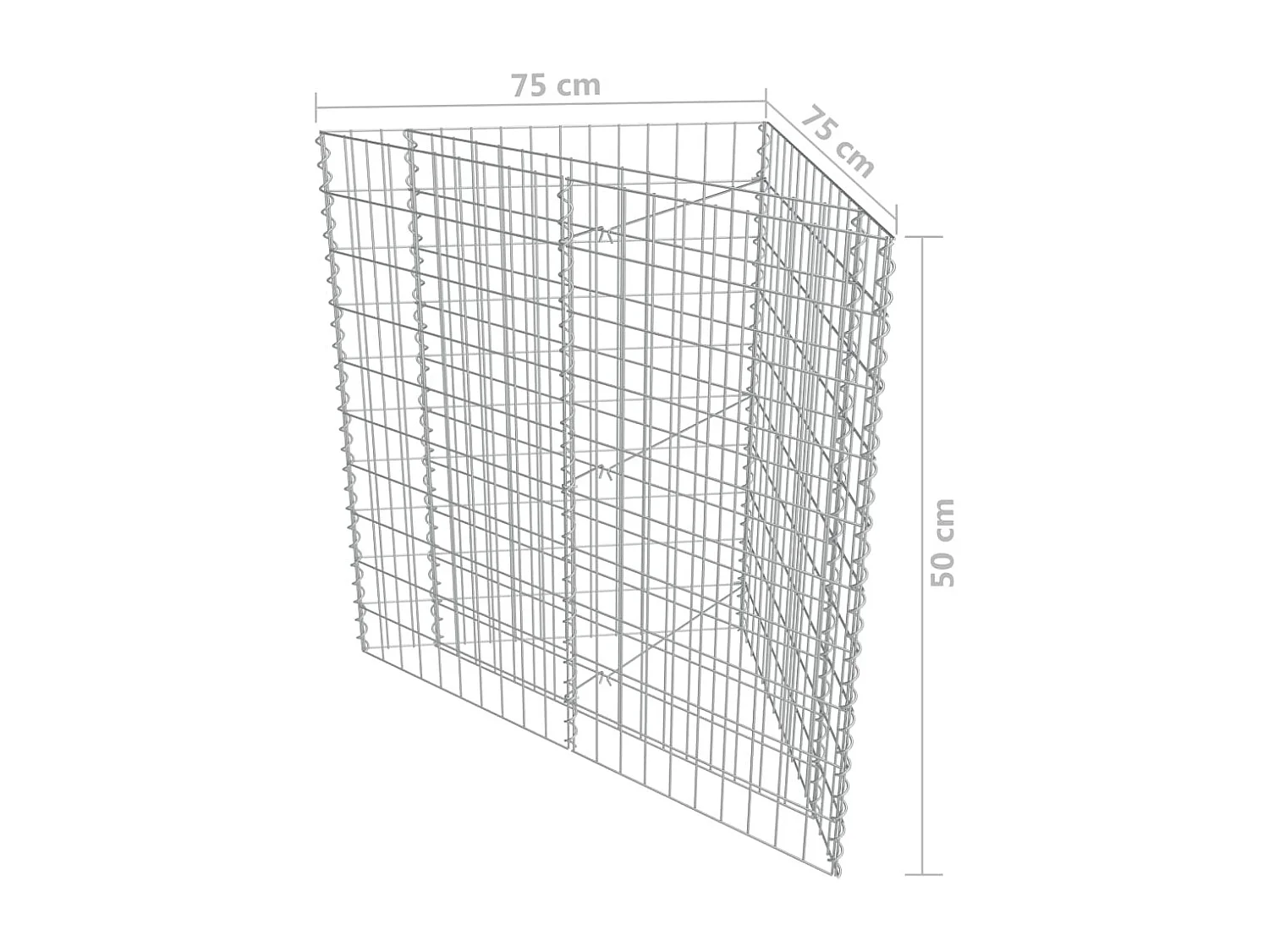 Arriate de gaviones de acero galvanizado 75x75x50 cm