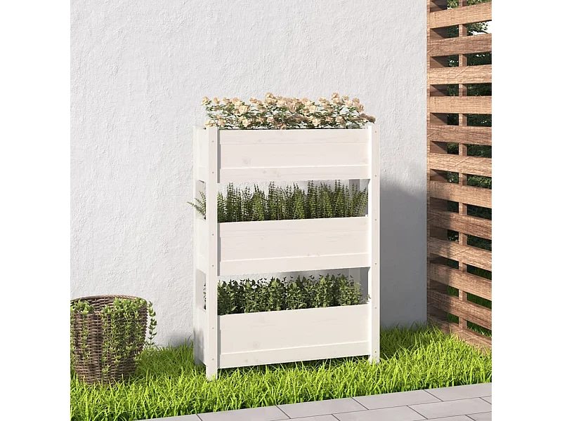 Jardinera de madera maciza de pino blanco 77x25x104,5 cm
