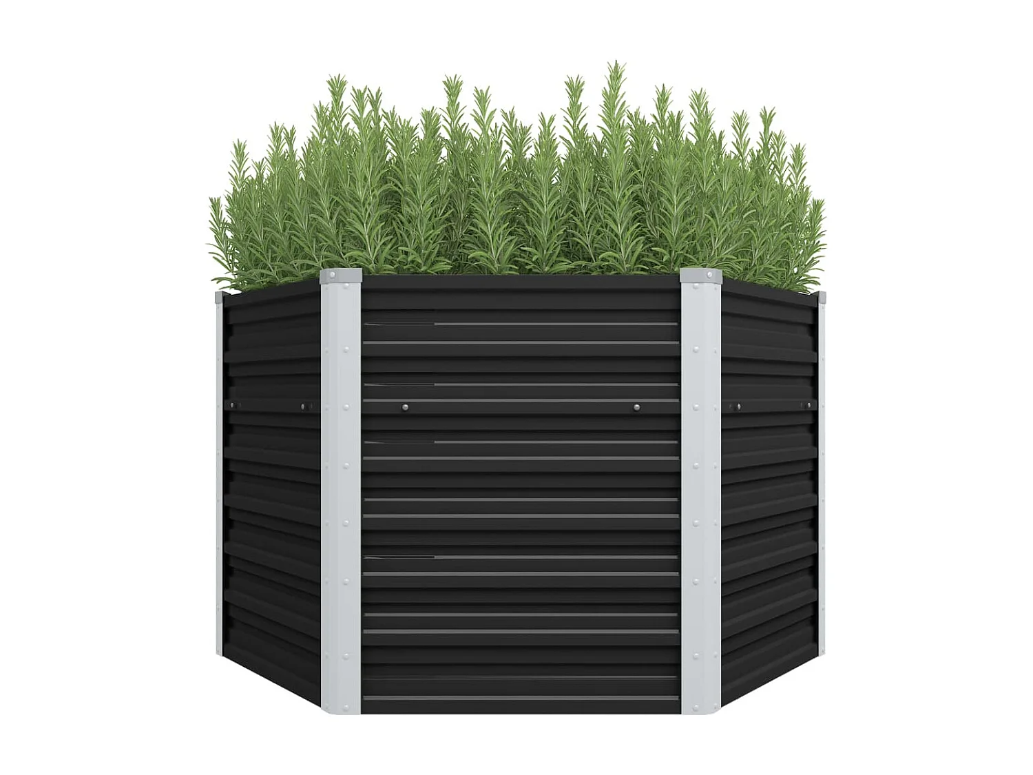 Arriate de acero galvanizado gris antracita 129x129x77 cm