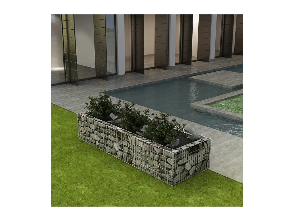 Lit surélevé à gabion Acier 270x90x50 cm