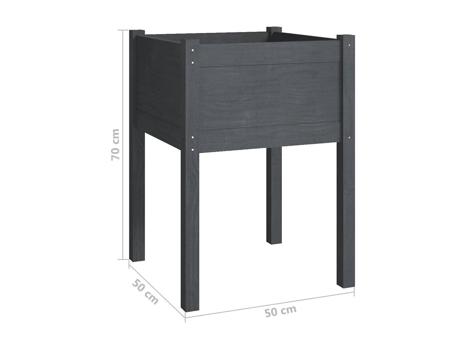 Jardinière Gris 50x50x70 cm Bois de pin massif