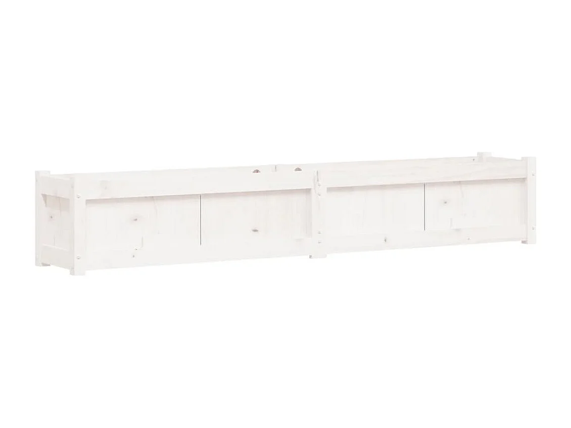 Jardinera de madera maciza de pino blanca 180x31x31 cm
