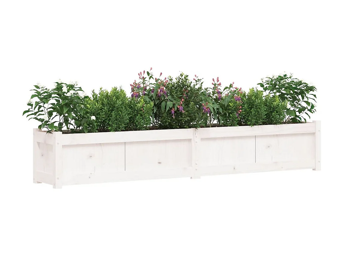 Jardinera de madera maciza de pino blanca 180x31x31 cm