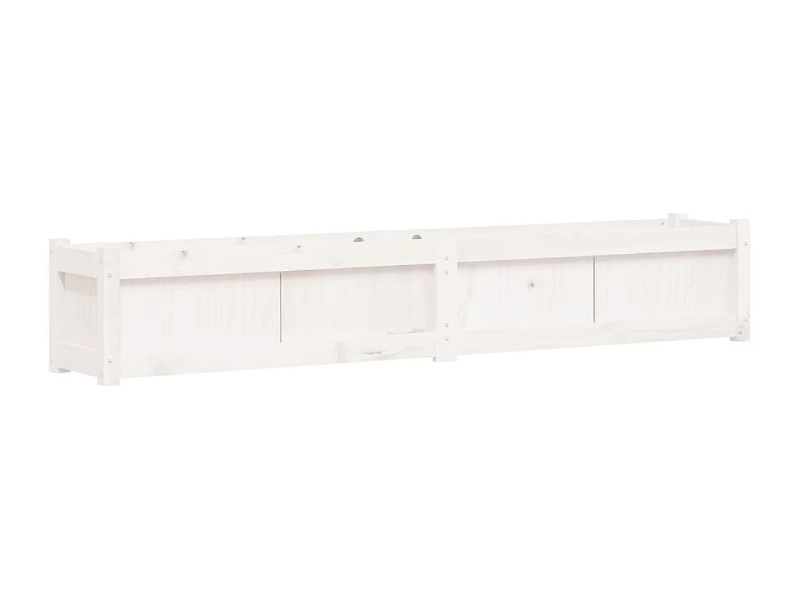 Jardinera de madera maciza de pino blanca 180x31x31 cm