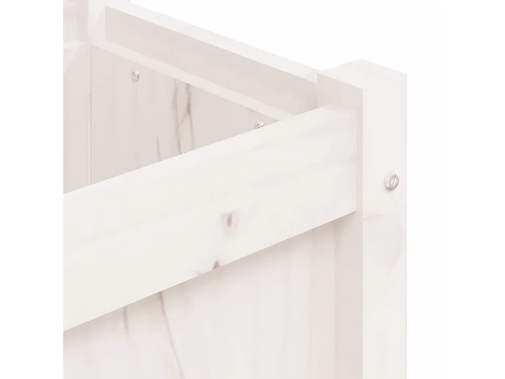 Jardinera de madera maciza de pino blanca 180x31x31 cm