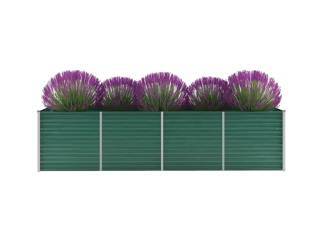 Lit surélevé de jardin Acier galvanisé 320x80x77 cm Vert
