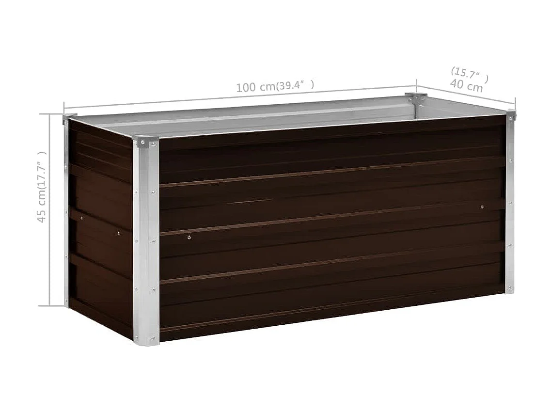 Lit surélevé de jardin Marron 100x40x45 cm Acier galvanisé