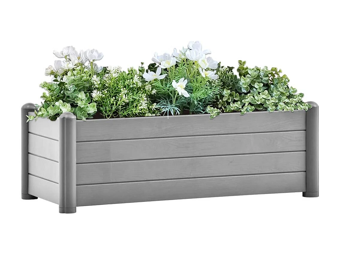 Arriate de jardín PP gris piedra 100x43x35 cm