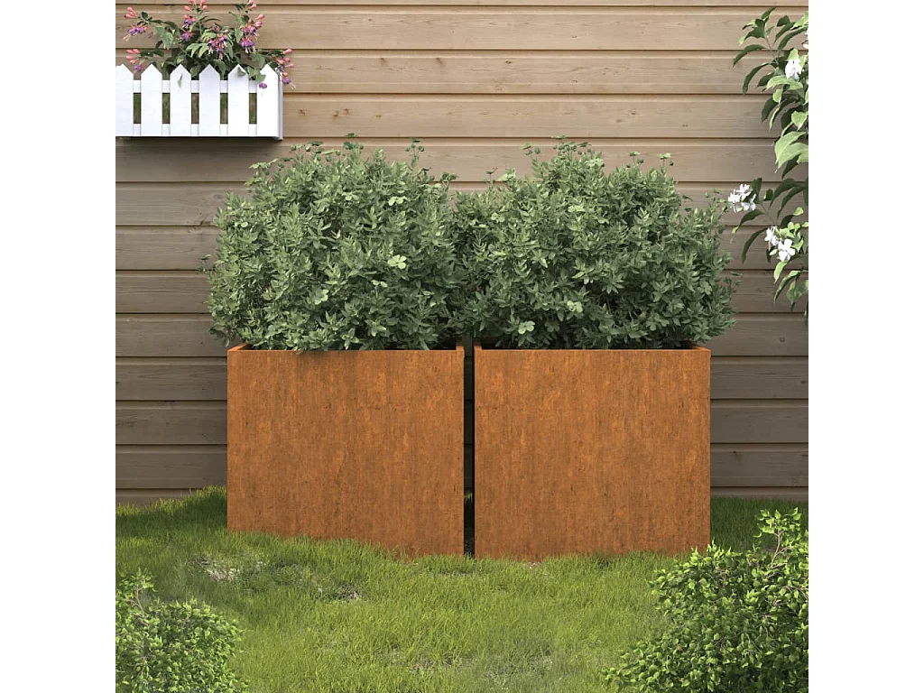 Vasos/floreiras 2 peças 42x40x39 cm aço corten