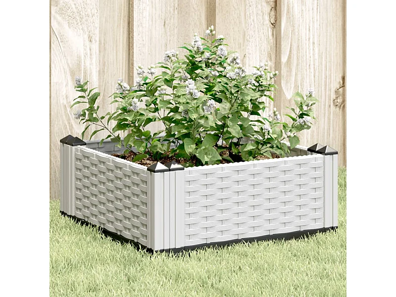 Vaso/floreira de jardim c/ estacas 42,5x42,5x28,5 cm PP branco