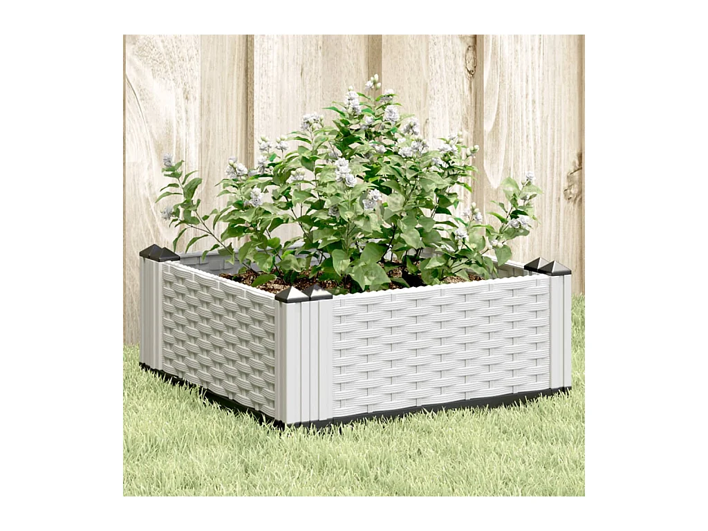 Jardinera con clavijas PP blanco 42,5x42,5x28,5 cm