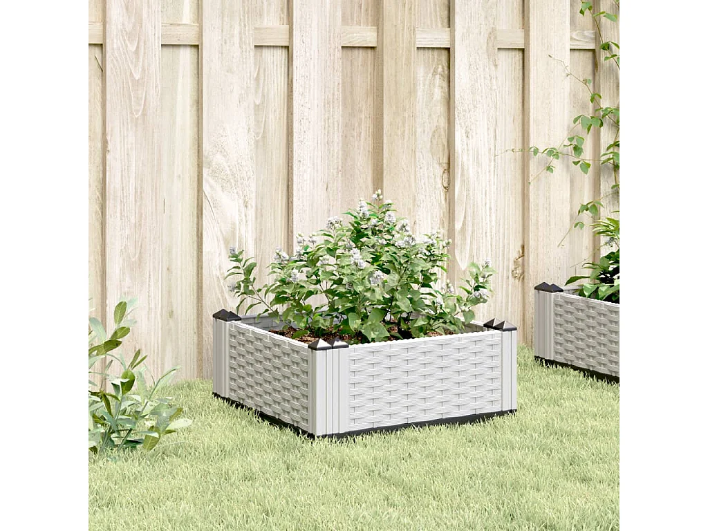 Jardinière avec piquets blanc 42,5x42,5x28,5 cm PP