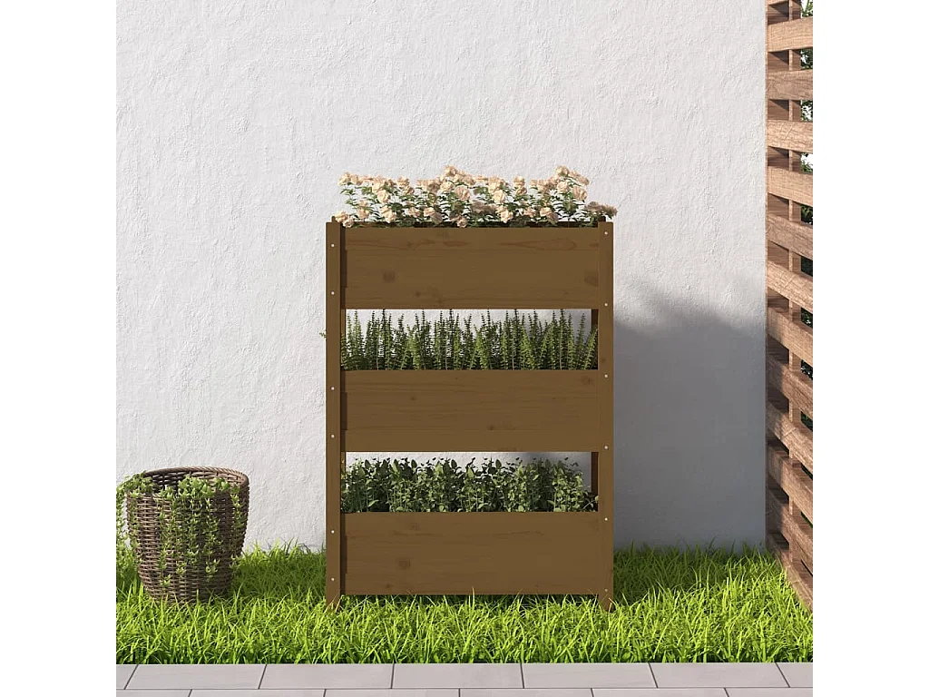 Jardinière Marron miel 77x25x104,5 cm Bois massif de pin