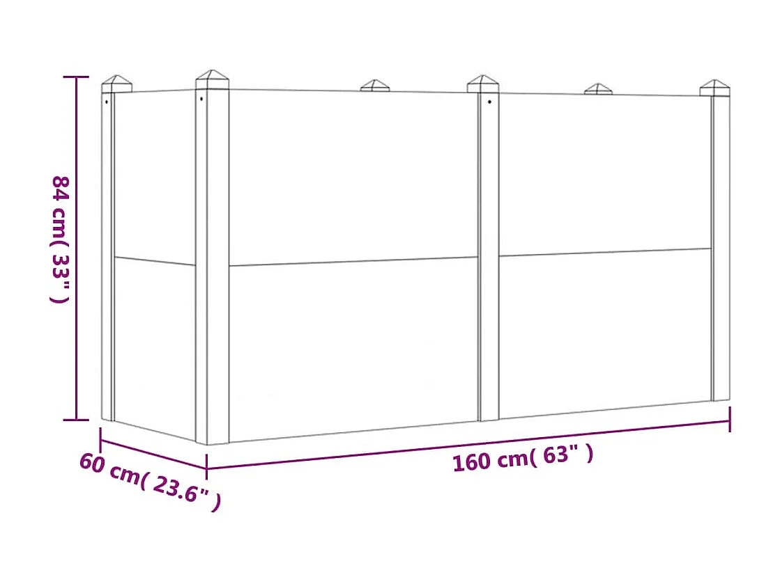 Jardinera arriate madera maciza acacia 160x60x84 cm