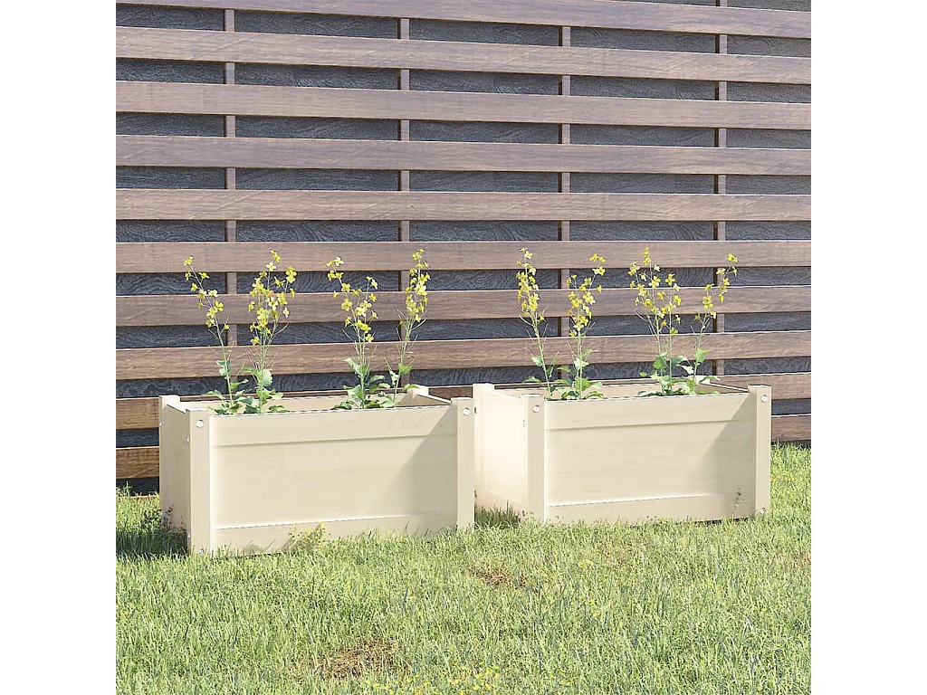 Vasos/floreiras jardim 2 peças 60x31x31 cm pinho maciço branco