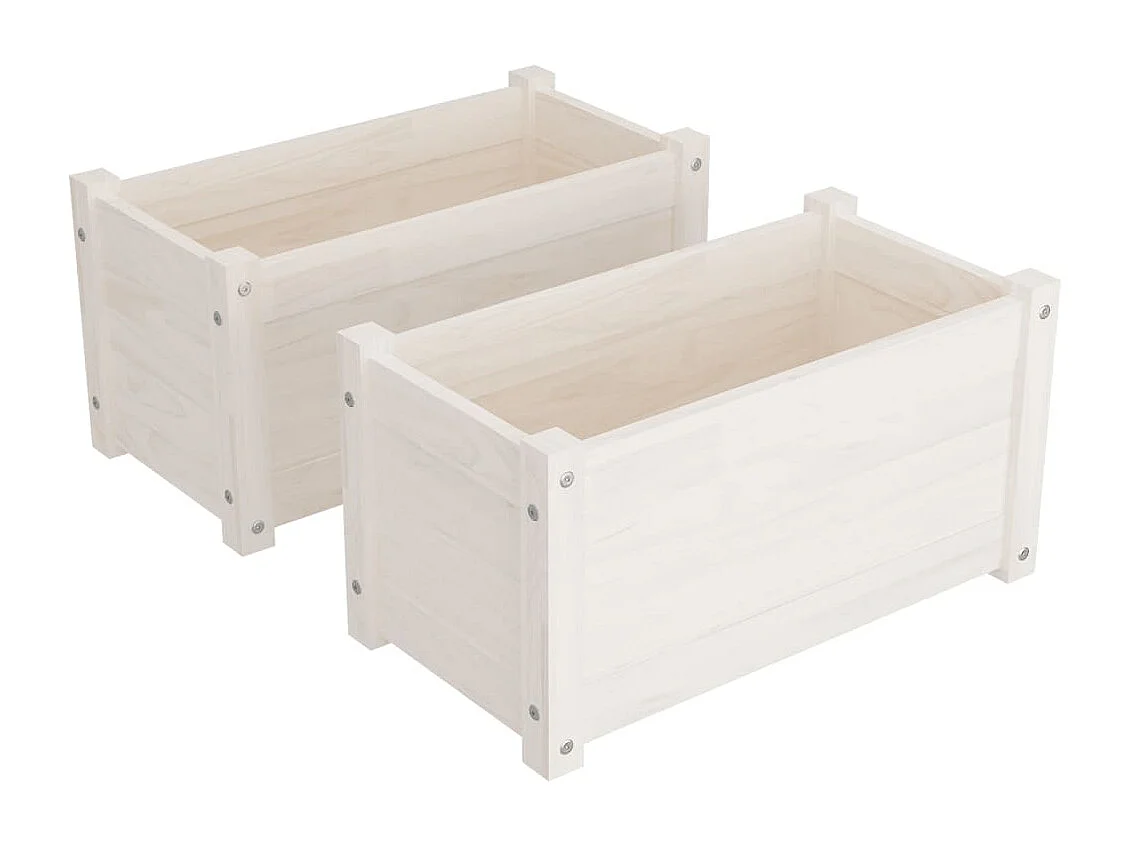 Vasos/floreiras jardim 2 peças 60x31x31 cm pinho maciço branco