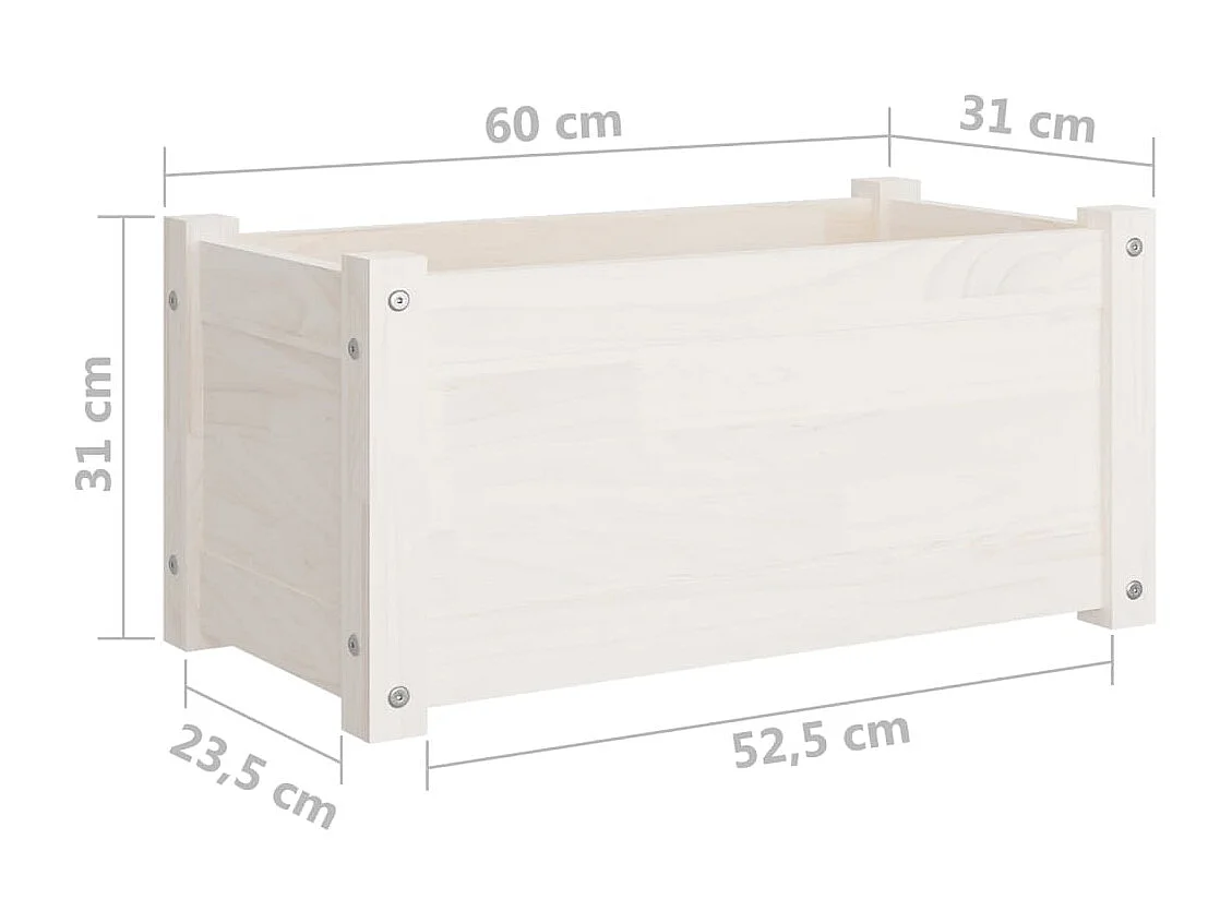 Vasos/floreiras jardim 2 peças 60x31x31 cm pinho maciço branco