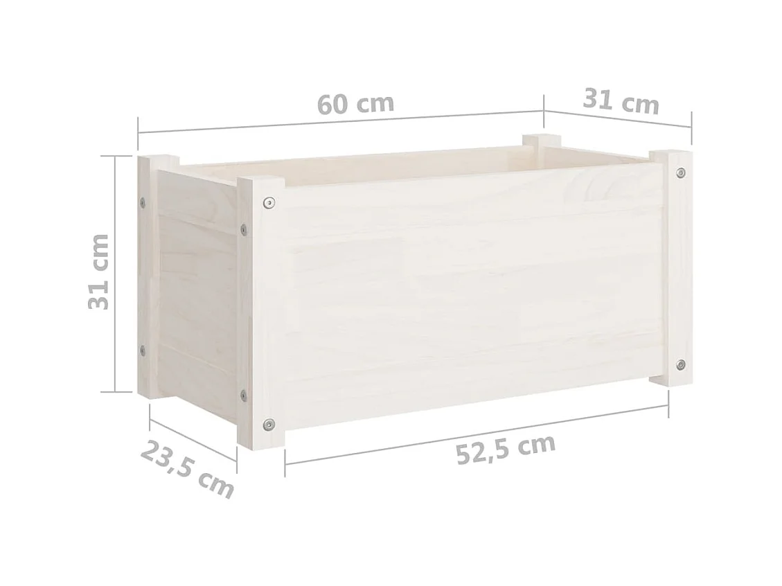 Jardinières d'extérieur 2 pièces Blanc 60x31x31 cm Bois de pin