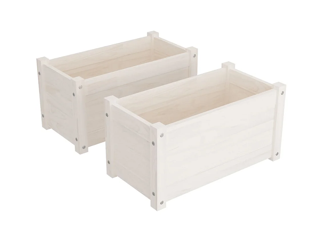 Jardinières d'extérieur 2 pièces Blanc 60x31x31 cm Bois de pin