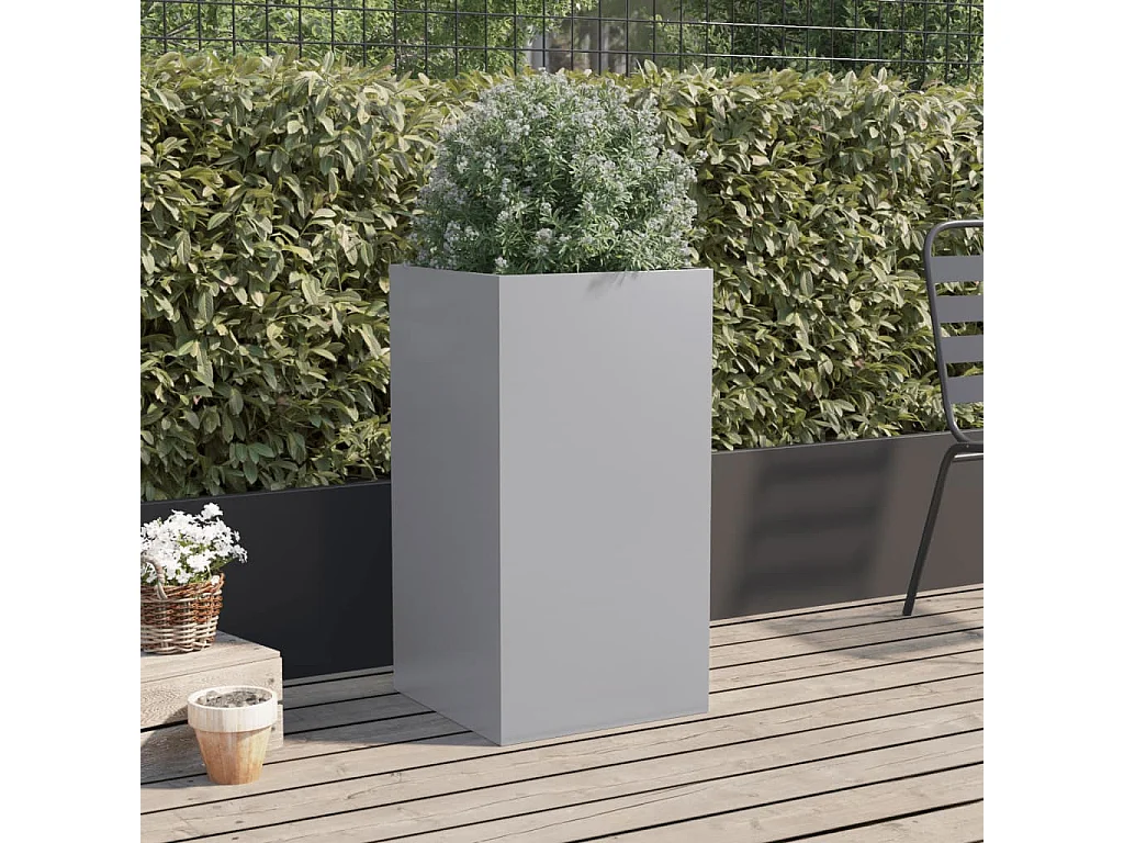 Jardinera de acero galvanizado plateado 42x38x75 cm