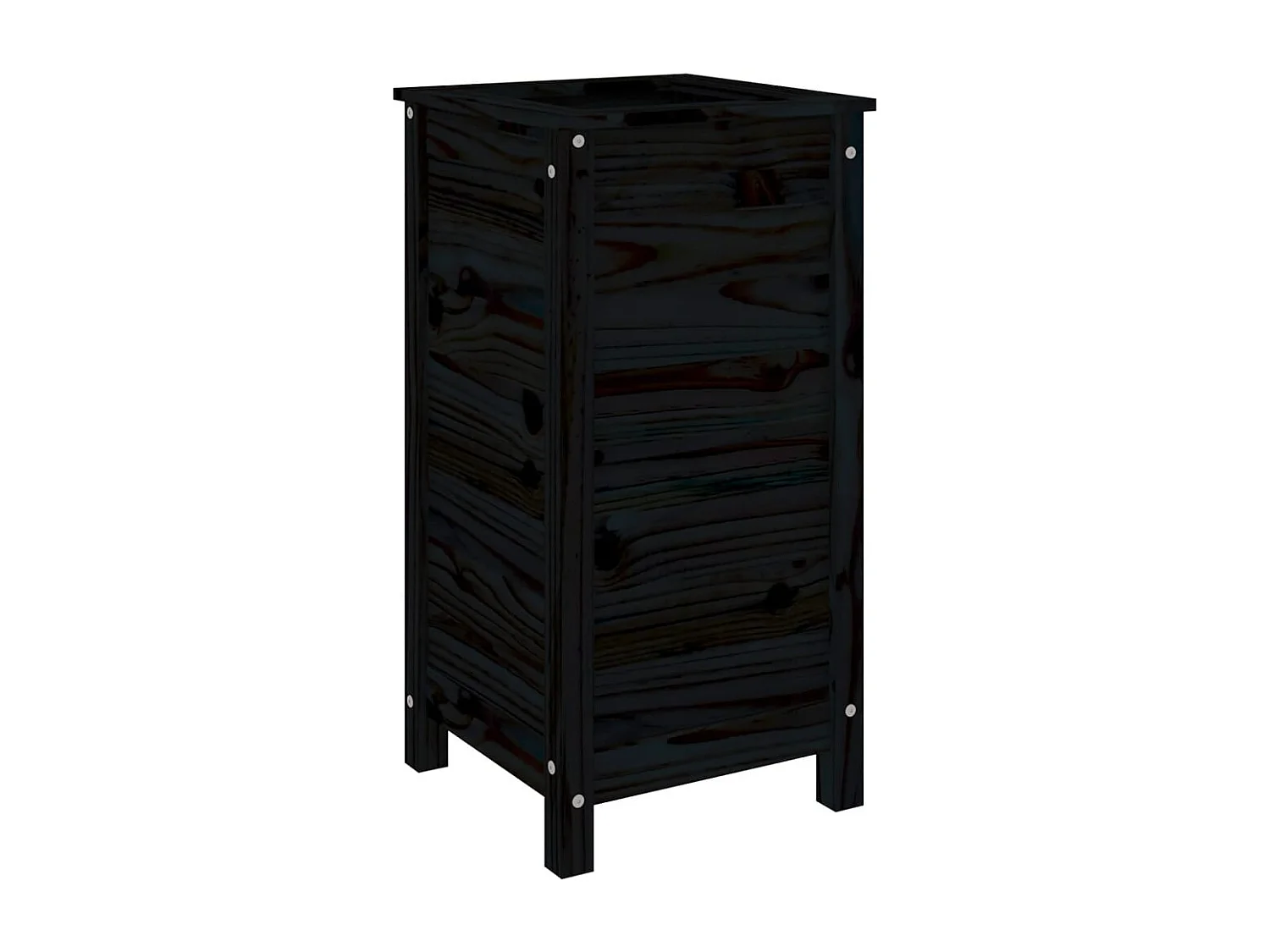 Jardinière noir 40x40x78 cm bois massif de pin