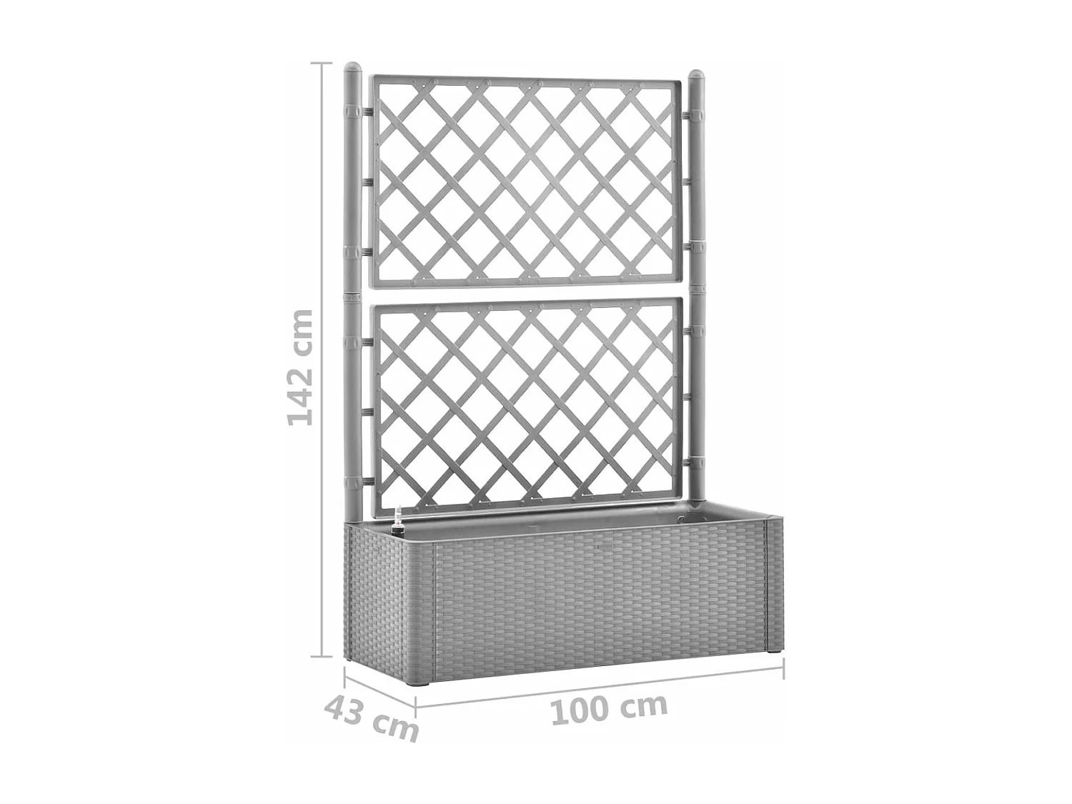 Vaso/floreira c/ treliça e sistema de rega automática cinzento