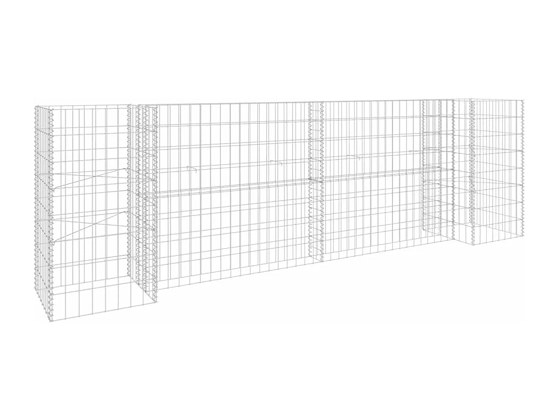 Jardinière à gabion en H Fil d'acier 260x40x80 cm
