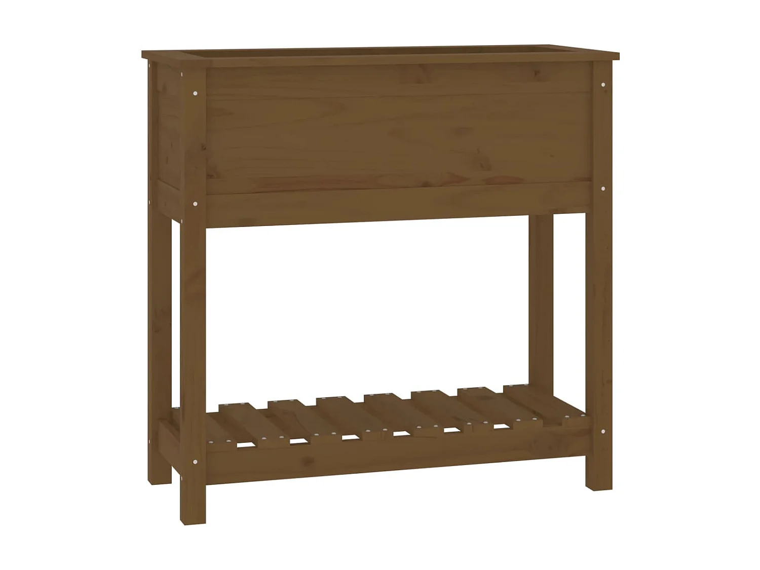 Jardinera con estante madera maciza pino marrón 82,5x34,5x81 cm