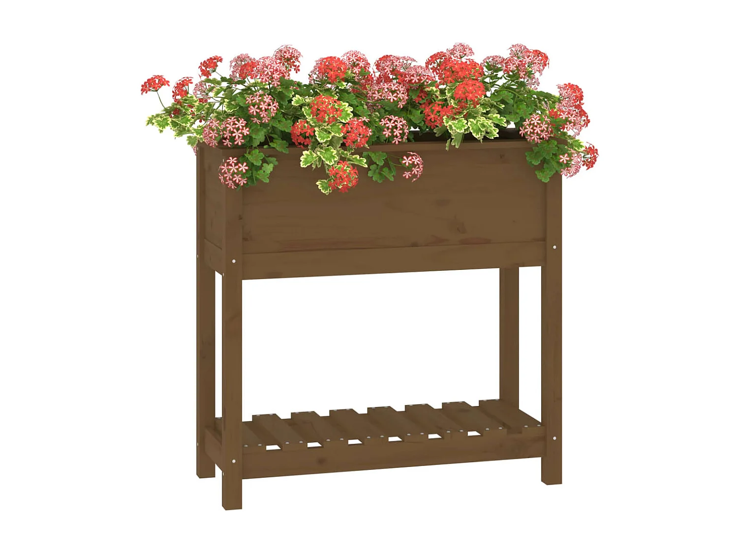Jardinera con estante madera maciza pino marrón 82,5x34,5x81 cm