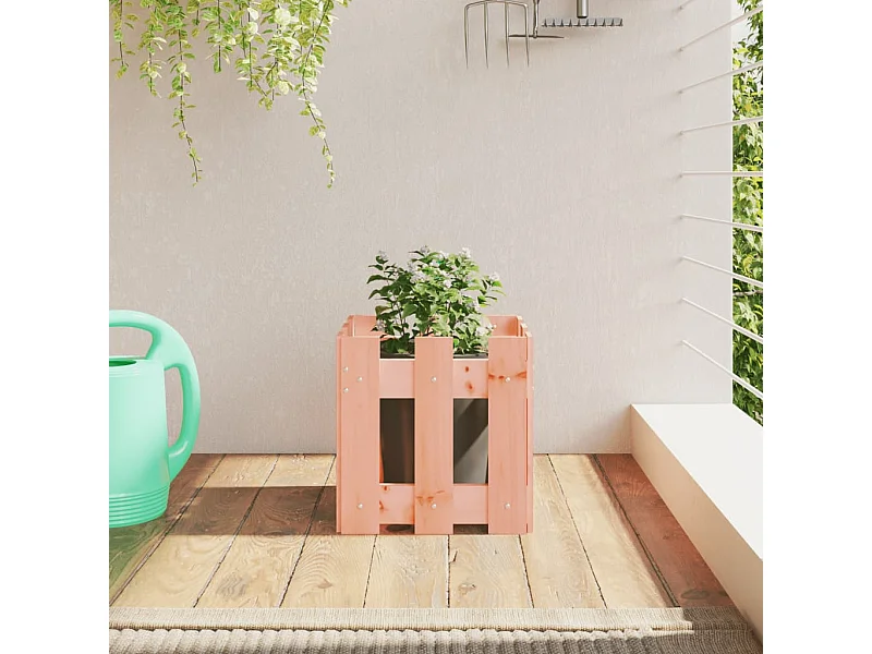 Jardinera con diseño de valla madera maciza Douglas 30x30x30 cm