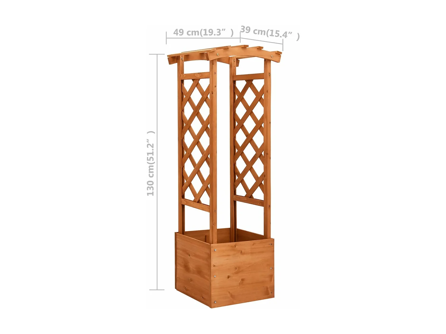 Jardinera enrejada con arco madera de abeto 49x39x130 cm