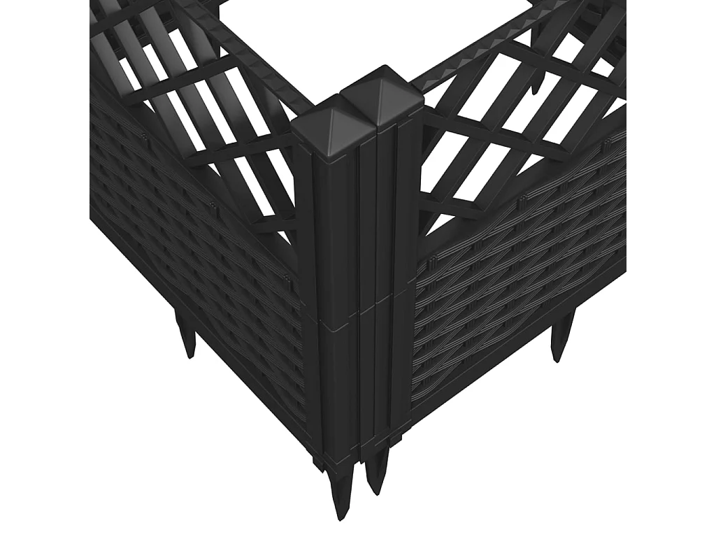 Jardinera con clavijas PP negro 43,5x43,5x43,5 cm