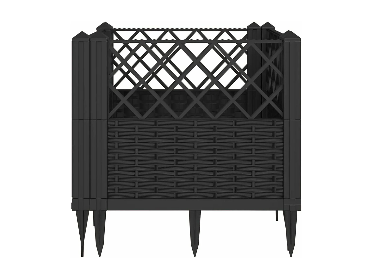 Vaso/floreira de jardim c/ estacas 43,5x43,5x43,5cm PP preto