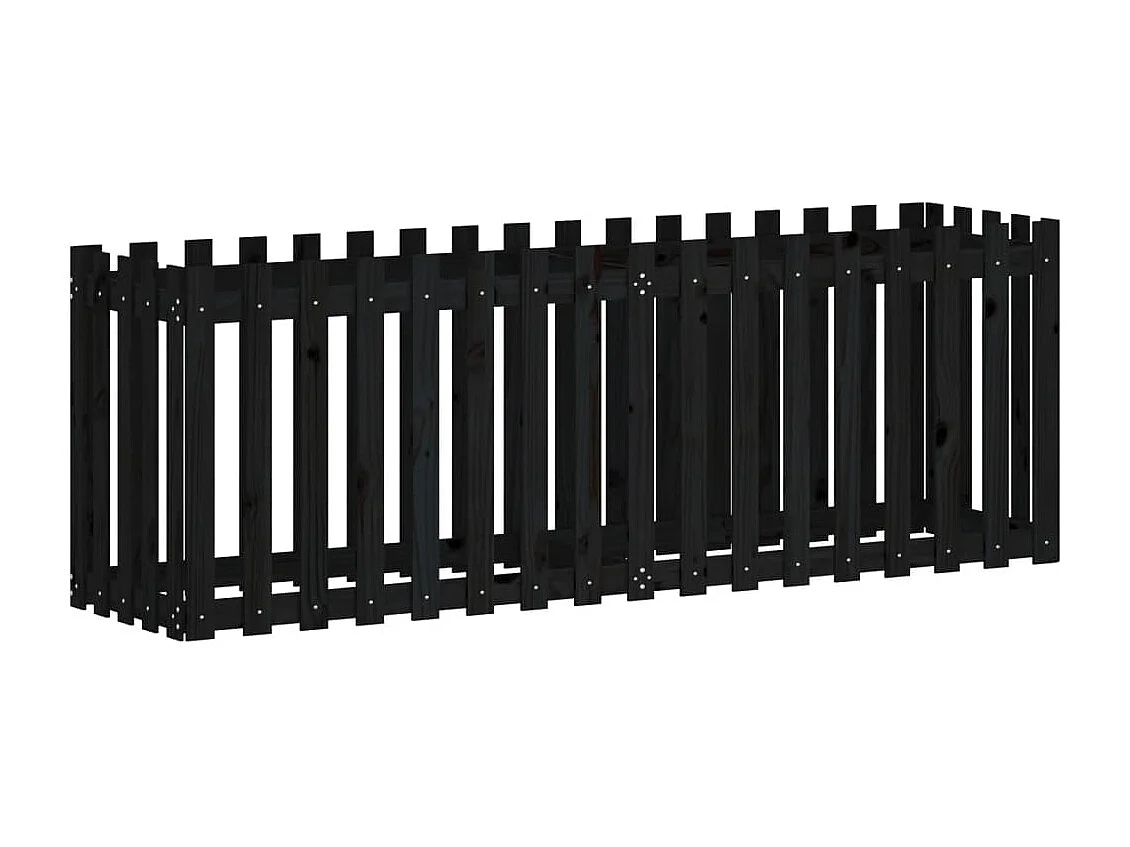 Arriate elevado jardín con valla madera pino negro 200x50x70cm