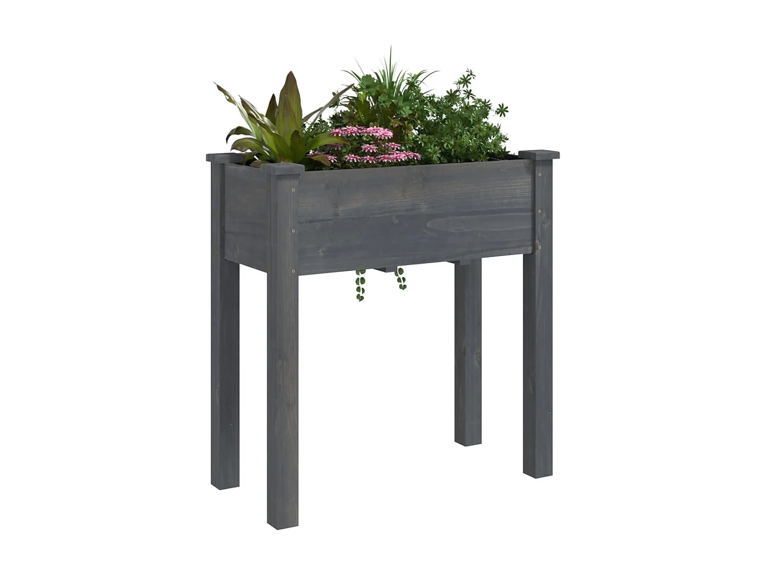 Jardinière avec doublure gris 71x37x76 cm bois massif de sapin