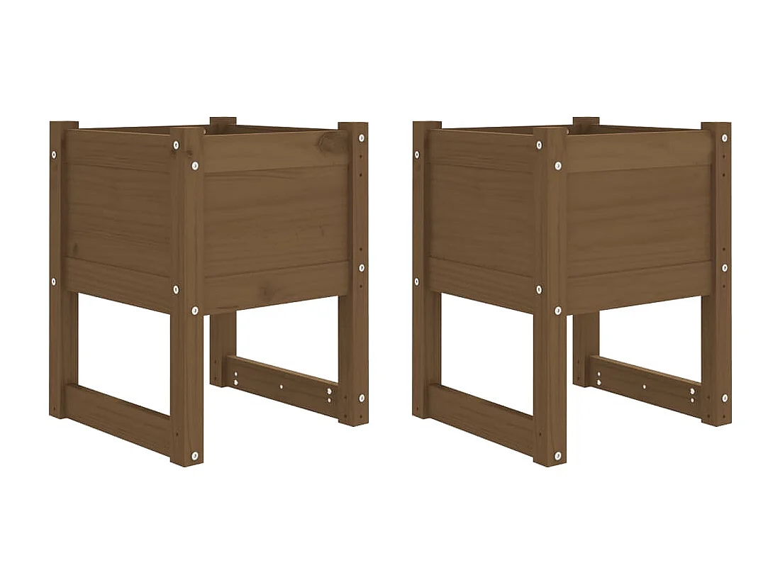 Jardinera 2 unidades madera maciza de pino marrón miel 40x40x52,5 cm