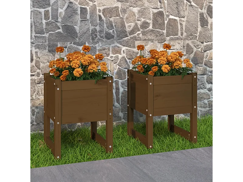 Vasos/floreiras 2 peças 40x40x52,5 cm pinho maciço castanho-mel