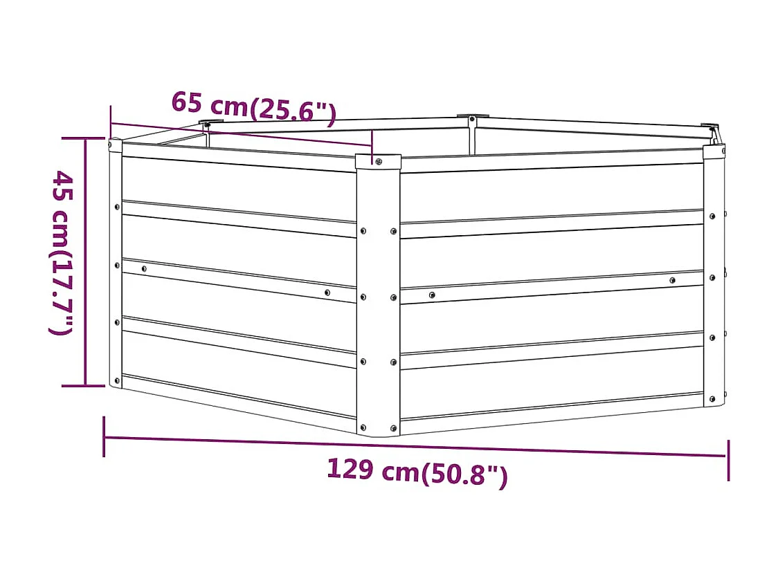 Canteiro de jardim 129x129x45 cm aço corten cor enferrujado