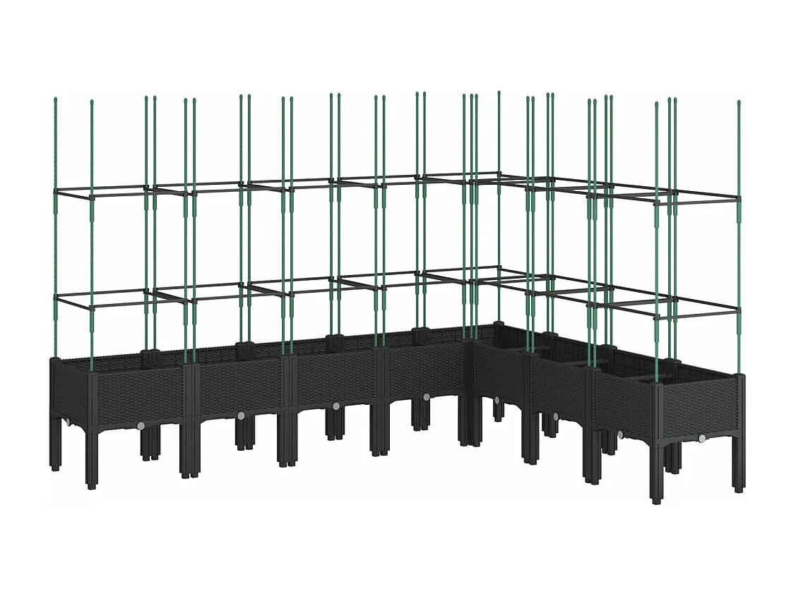 Vaso/floreira de jardim c/ treliça 200x160x142,5 cm PP preto