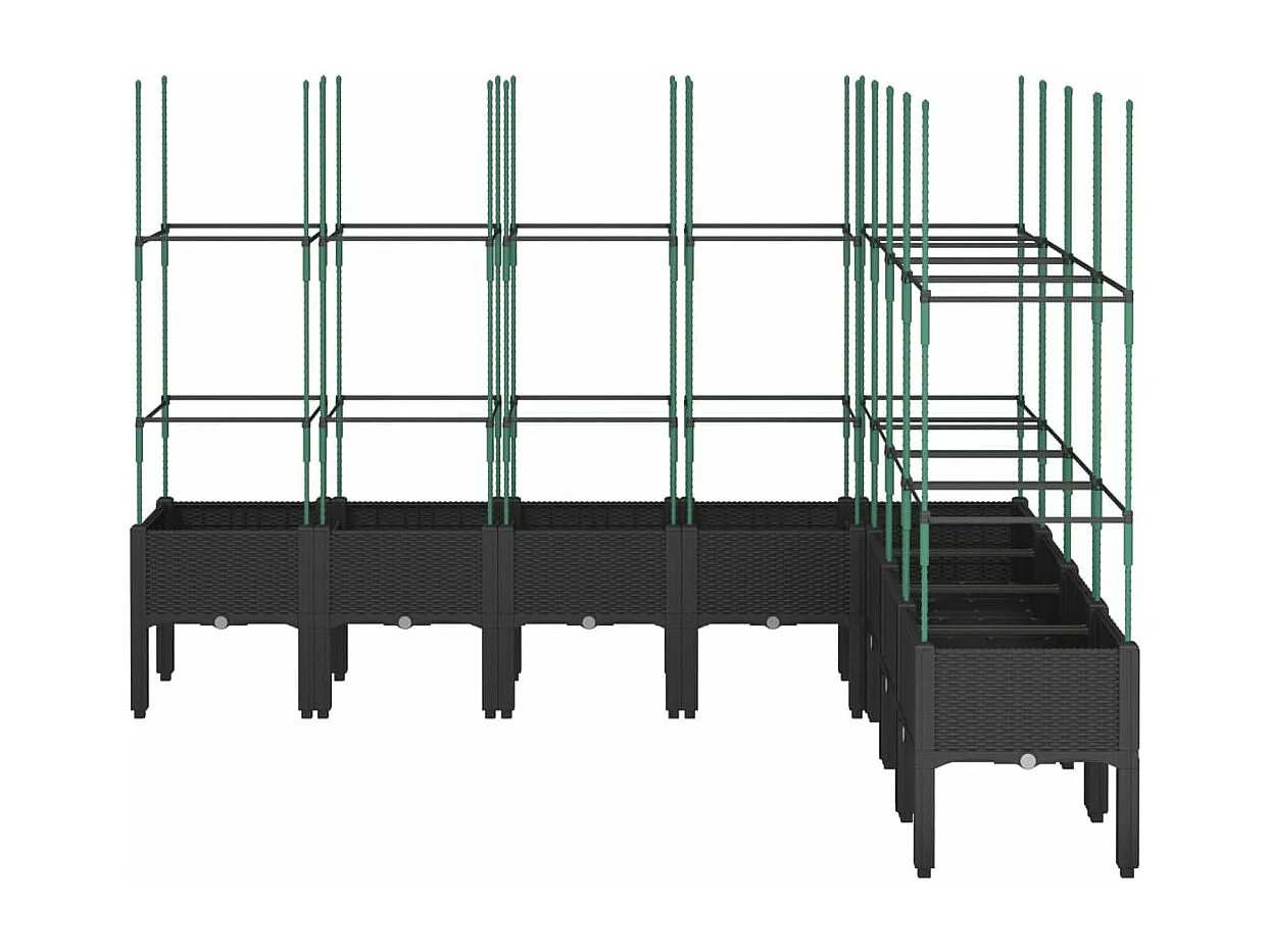 Jardinera con enrejado PP negro 200x160x142,5 cm