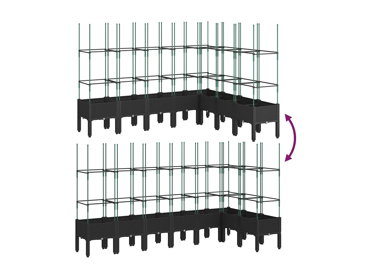 Jardinera con enrejado PP negro 200x160x142,5 cm