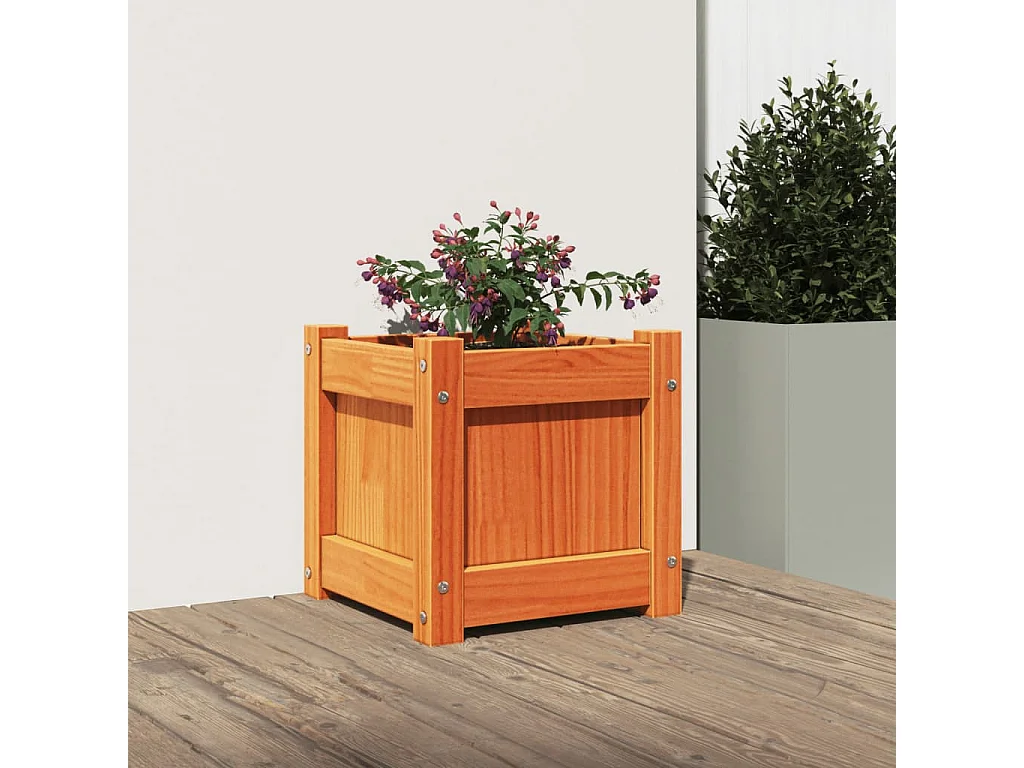 Jardinière cire marron 31x31x31 cm bois de pin massif