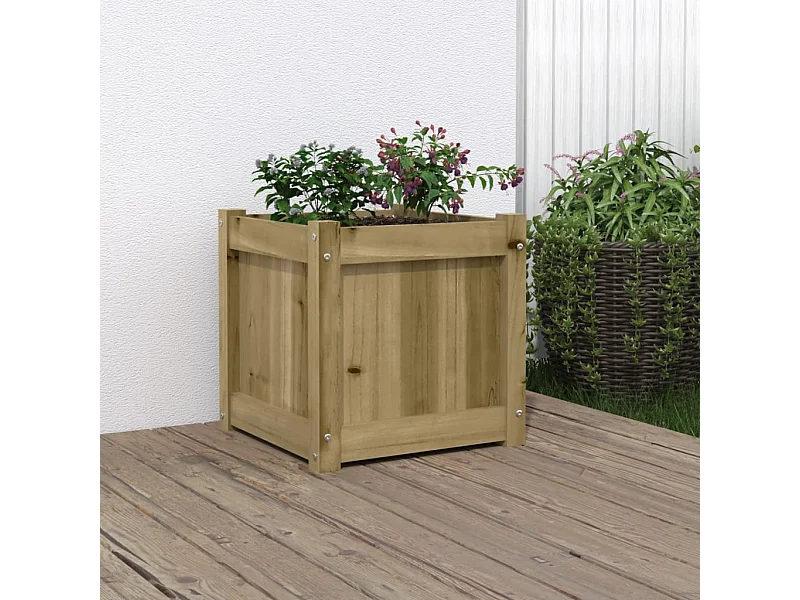 Vaso/floreira de jardim 40x40x40 cm madeira de pinho impregnada