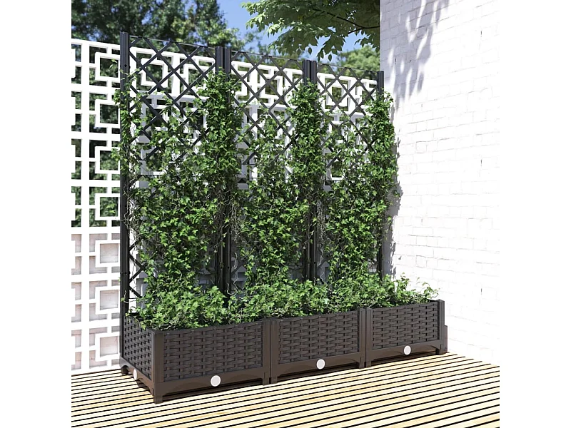 Vaso/floreira jardim c/ treliça 120x40x121,5 cm PP preto